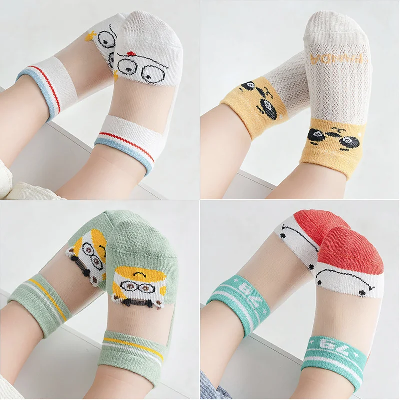 

5 pairs/batch children's cotton socks boys and girls baby fashion cute ultra-thin breathable mesh summer socks 1-12T teenagers