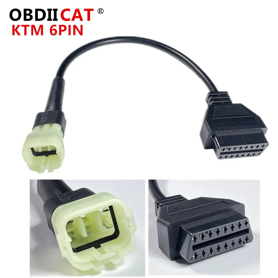 OBDIICAT для KTM 6 pin to OBD 16 контактный кабель с адаптером ЭБУ программное обеспечение