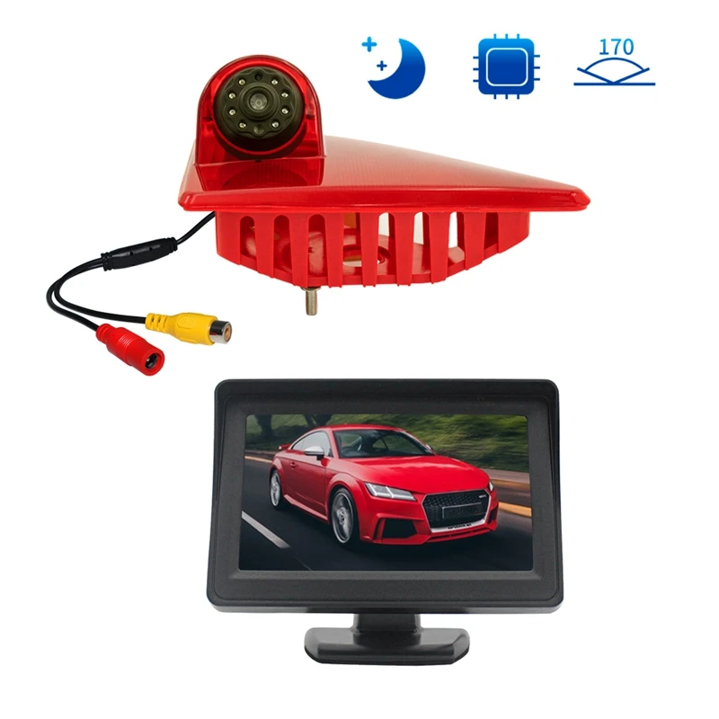

170 degree Backup RearView Camera Brake Light & 4.3Inch Monitor for Renault Master Nissan NV400 Opel Movano 2010-2016
