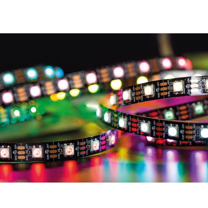 5V WS2812B Светодиодные ленты 5050 RGB 30/60/144 светодиодный Пиксели ws2812 IC адресуемых Цвет