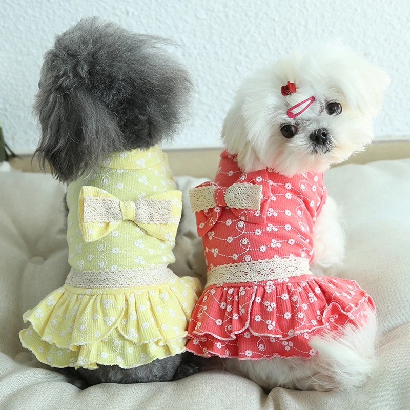 

Pet Dog Clothes Dress Summer Sweet Bowknot Skirt for Female Dogs Princess Corgi Teddy Pomeranian Yorkie Chihuahua Poodle Costume