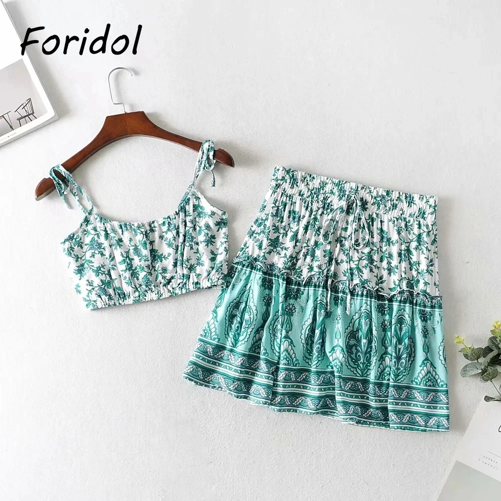 Комплект летнего платья Foridol в стиле бохо пикантное пляжное мини платье костюмы