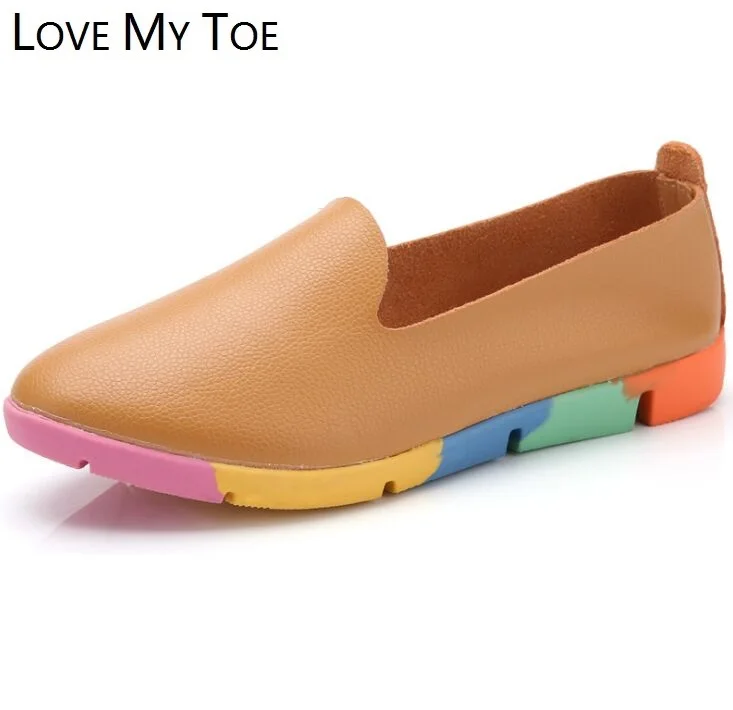 Туфли женские из натуральной кожи простая повседневная дышащая обувь на плоской