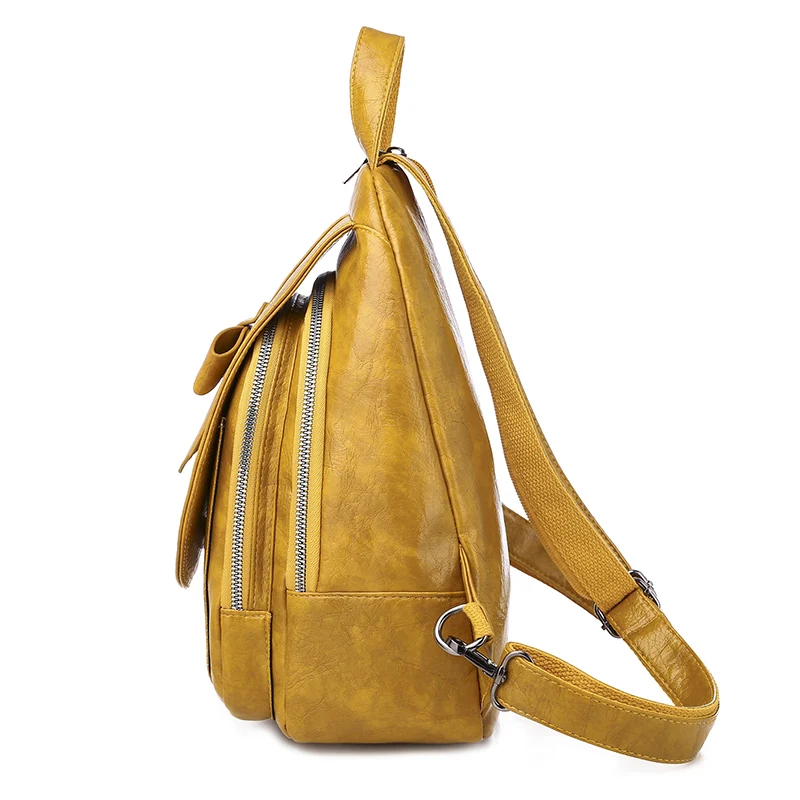 Женский рюкзак из вощеной кожи многофункциональная нагрудная сумка с бантом