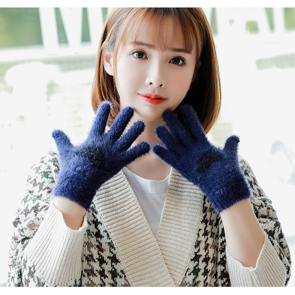 

Pink Heart Mittens Lovely Women Touch Screen Winter Gloves