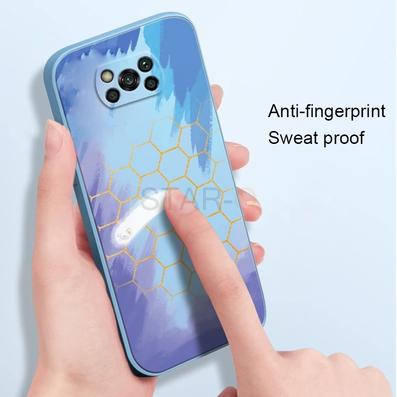 watercolor square silicone soft phone case on for xiaomi mi poco x3 m3 pro nfc x3pro 5g poko x 3 x3nfc m3pro painted back cover free global shipping