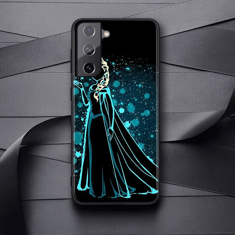 Soft Black Cover Elsa Ariel Princess For Samsung Galaxy S22 S21 S20 FE Ultra S10 S10e Lite S9 Plus Pro Phone Case