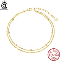 orsa jewels layered 1mm satellite chain anklet 925 silver women summer foot chain bracelet fashion ankle straps jewelry sa14