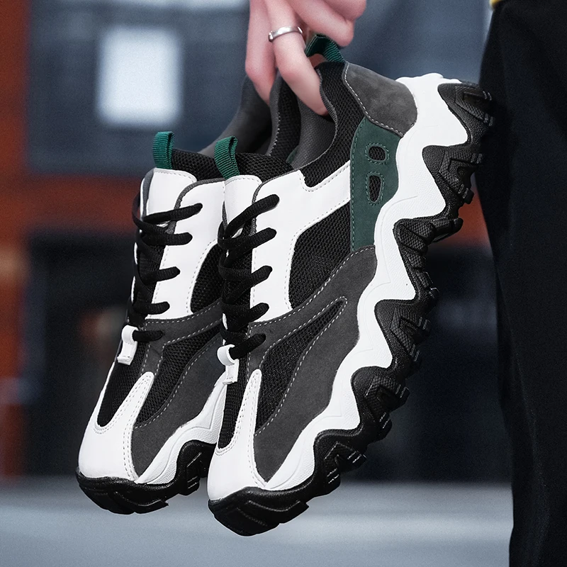 

Male Designer Thick-Sole Sneakers Runway Men's Shoes Lace Up Casual Sports Shoes Autumn Luxury Trainers All Match Fashion Shoes