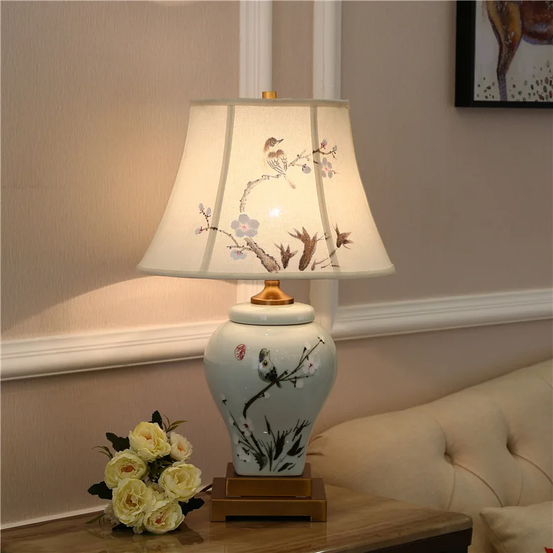 OUFULA Керамические настольные лампы светильники роскошная современная ткань для