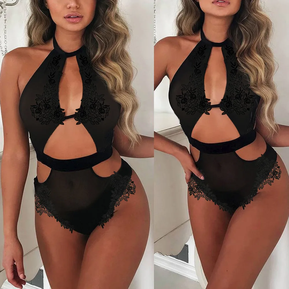 

Цельнокроеное боди, женское сексуальное нижнее белье, Женская кружевная одежда для сна, экзотическое нижнее белье, ажурные сексуальные кос...