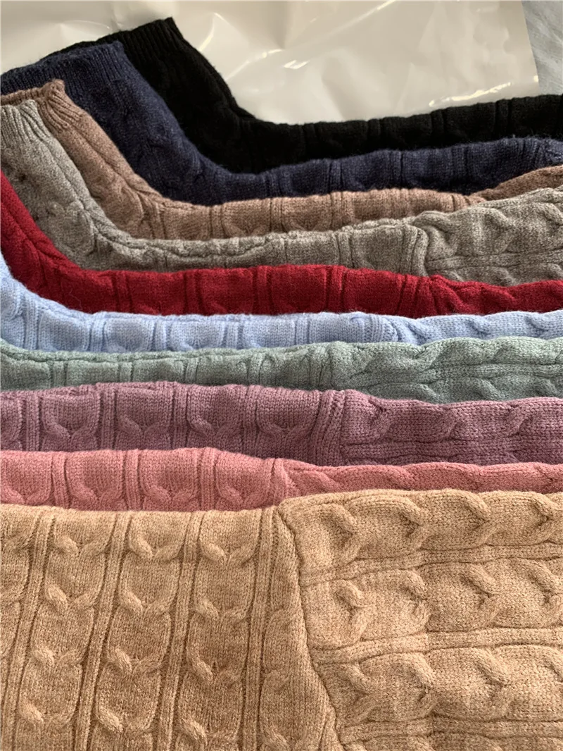 Женский трикотажный свитер со штанами костюм с воротником под горло льняные