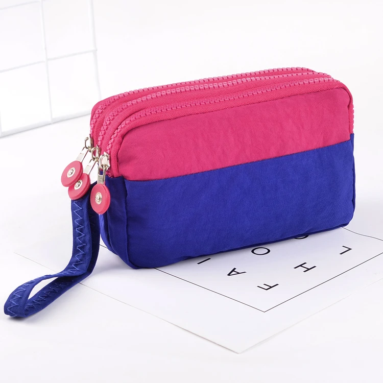 Женские милые кошельки Дамский кошелек сумки с 3 молниями и ремешком на руку для