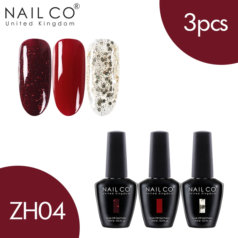 ZH04 NAILCO 3 шт. набор гель-лака UV Vernis Полупостоянный Праймер УФ-гель для ногтей Краска Декоративный Лак для ногтей Гибридный отмачиваемый Гель-лак - Цвет: ZH04
