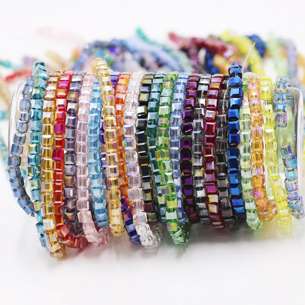 Бусины квадратные из граненого стекла 2/3/4/6/8/10 мм бусины в виде хрустальных