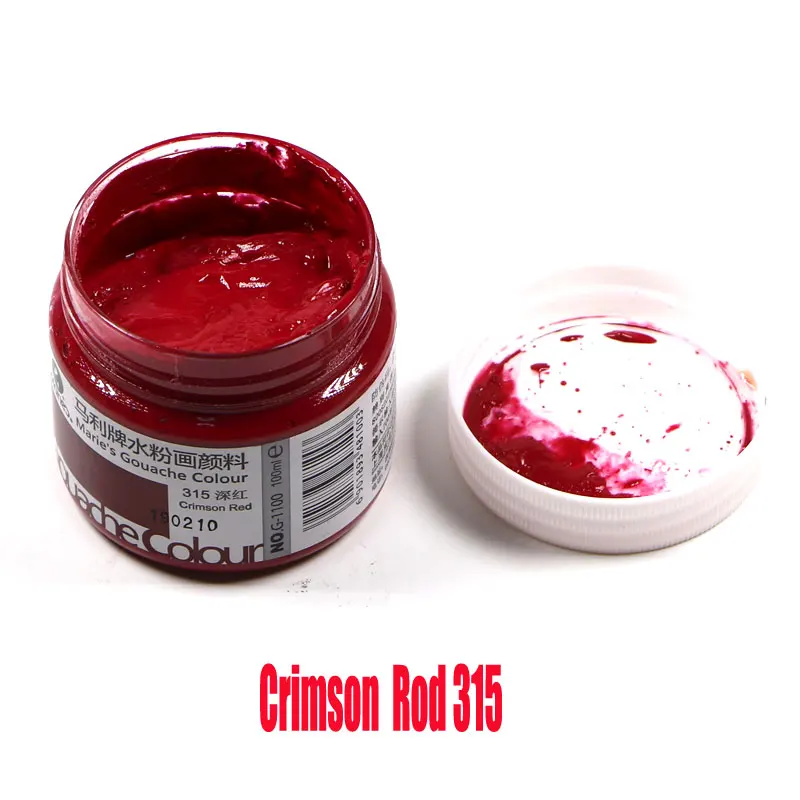 Crimson Rod315 100 мл/бутылка гуашь пигмент Искусство Ручная роспись специальный пигмент школьное искусство специальная краска великолепный гуашь пигмент 42 цвет optiona - Цвет: Crimson Rod315