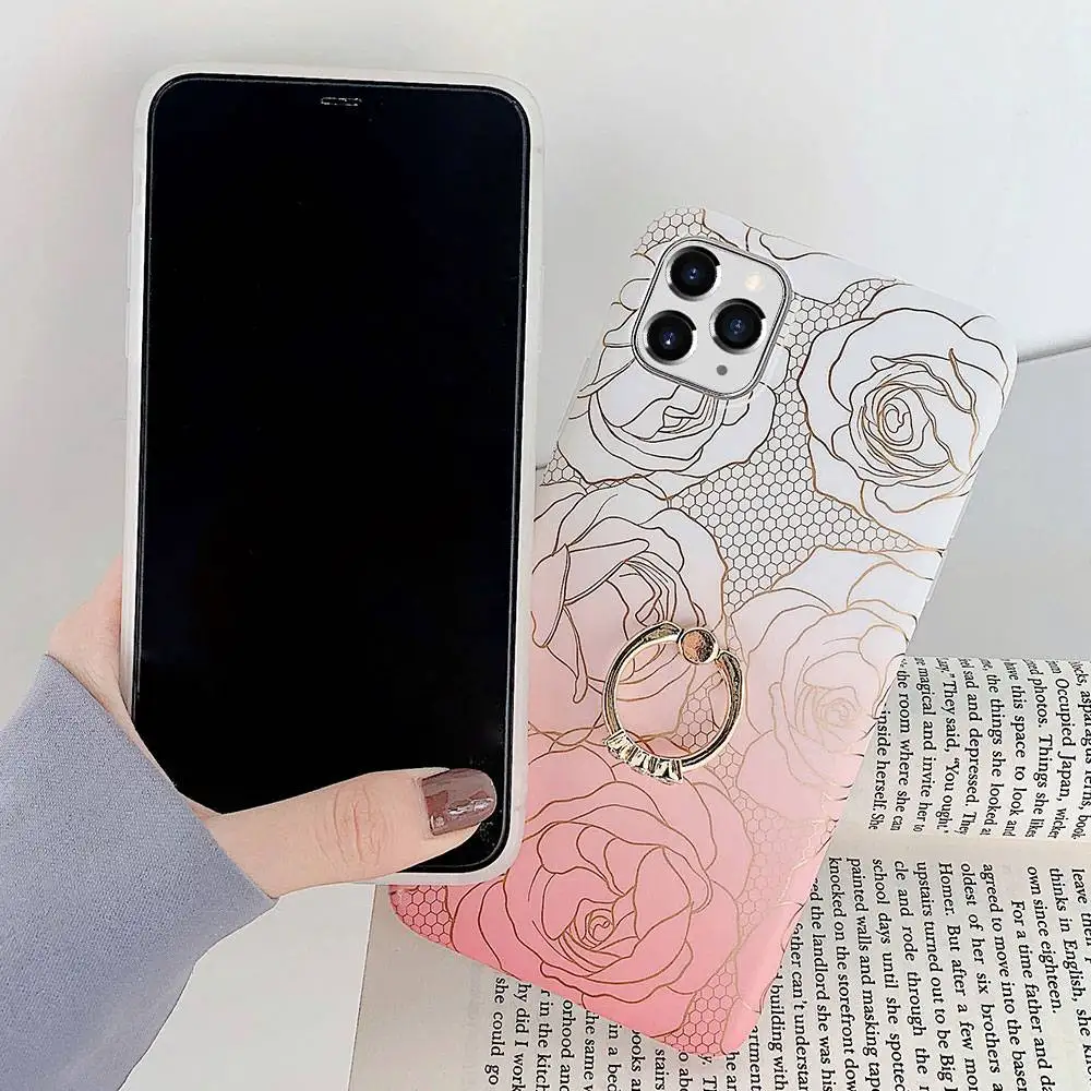 Чехол KISS с гальваническим покрытием чехол для iPhone 11 Pro Max XS XR Цветочный Мягкий