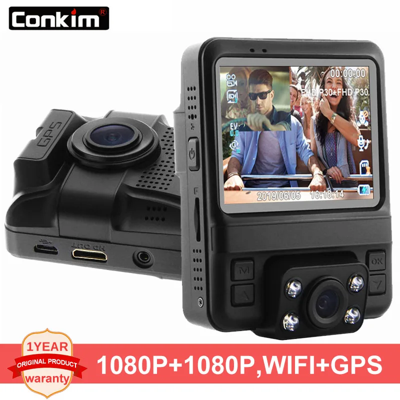 Conkim wifi двойной объектив DVR Автомобильный видеорегистратор Novatek 96660 Full HD 1080P авто