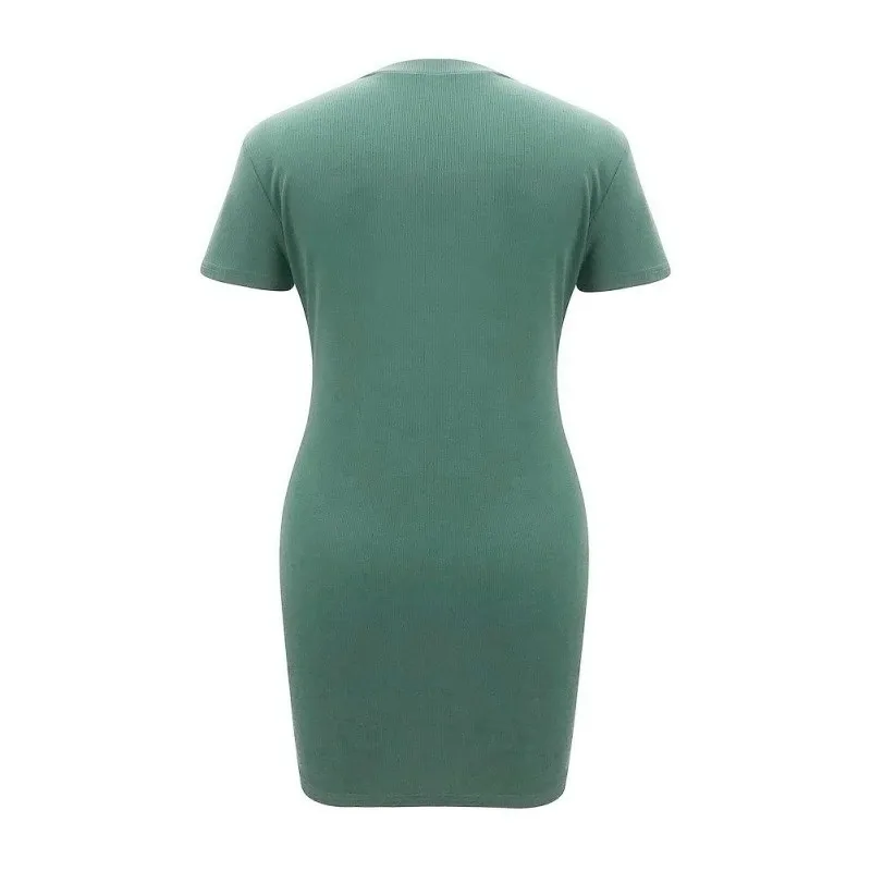 

Summer New Arrival Thread Knit Women Mini Dress Sexy High Neck Short Sleeve Bag Hips Dresses Slim Vestidos