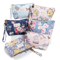 women travel storage bag polyester floral printed cosmetic case for brushes waterproof makeup bag