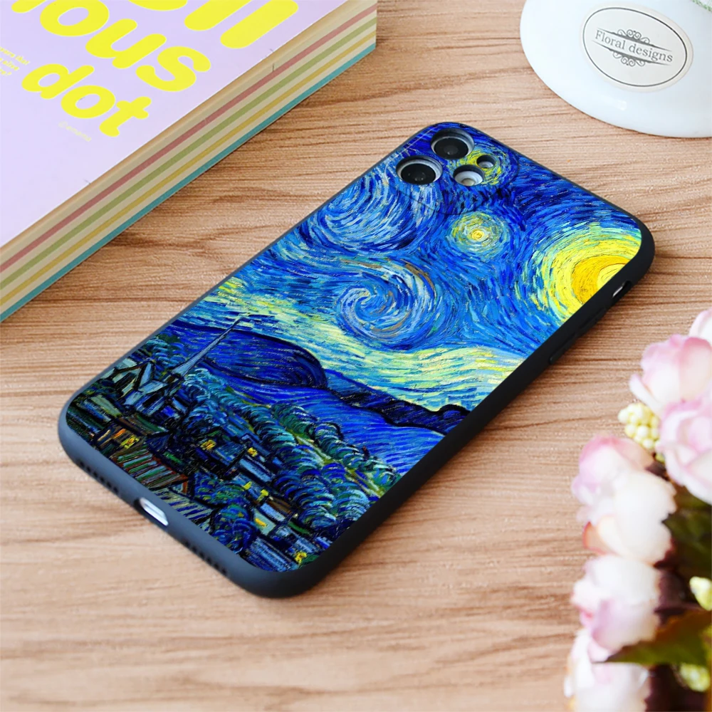 Мягкий матовый чехол для iPhone 6 7 8 11 12 Plus Pro X XR XS MAX SE с принтом Звездная ночь Ван Гога