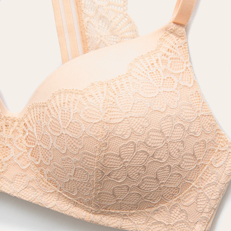 WingsLove Women's Lace Beauty Back Wirefree Padded Bra Sexy Comfortable Bra Bralette Lingerie Plus Size