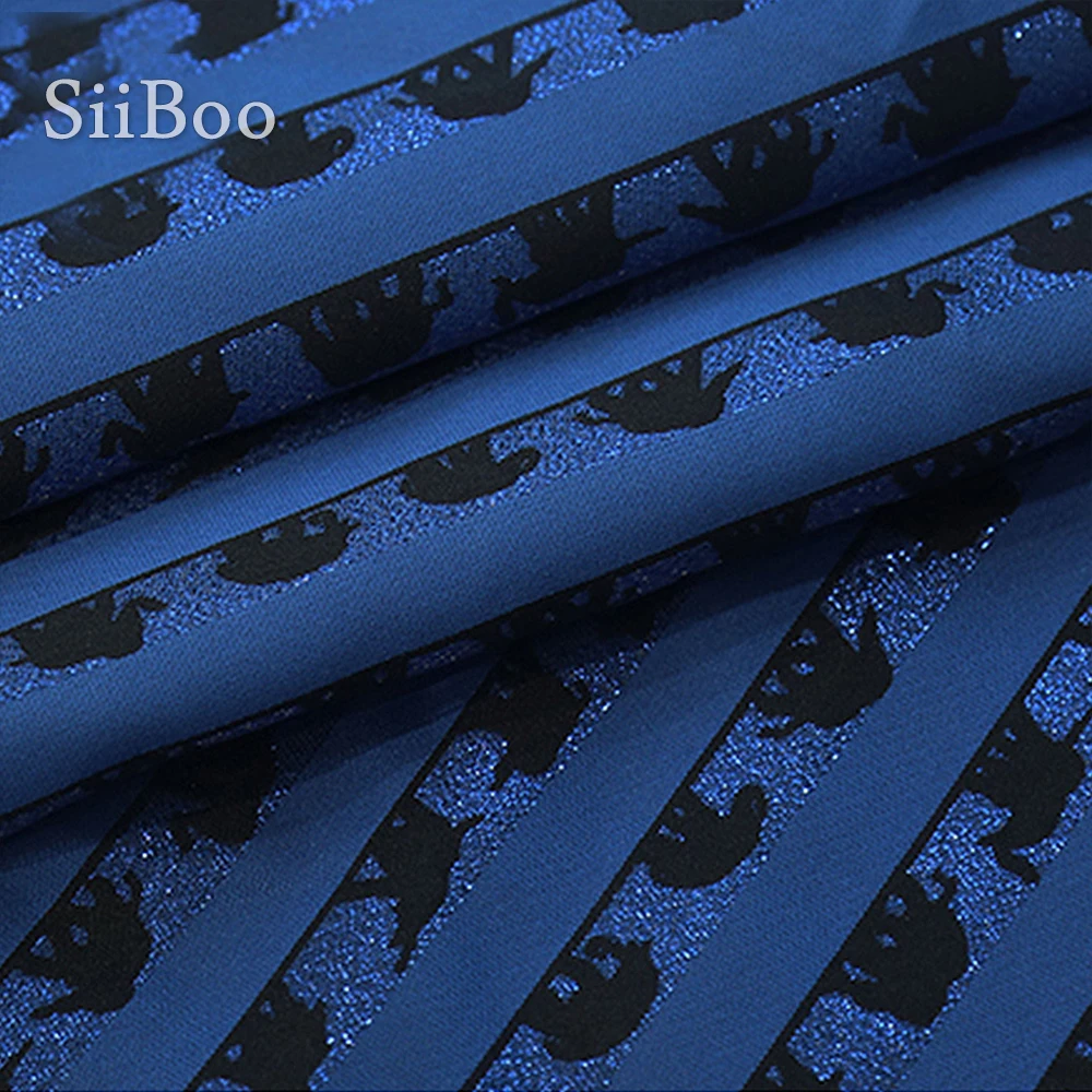 Американский стиль роскошное Королевское синее с черным принтом слона ткань для