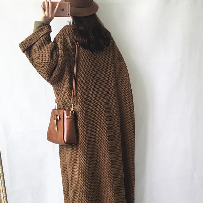 

Новинка весна-осень 2020, модный длинный кардиган с рукавами «летучая мышь», женский свободный однотонный вязаный свитер, одежда Kpytomoa