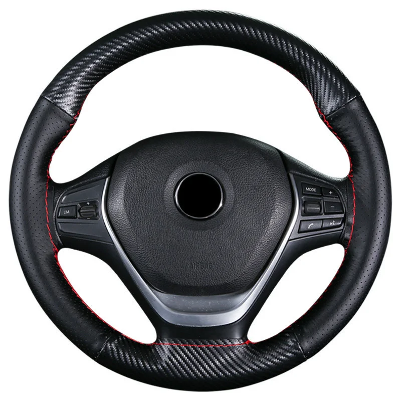 

Car Steering Wheel Cover Color Matching Type Breathable And Durable Microfiber Leather Suitable For 38CM/15Inch Steering Wheel