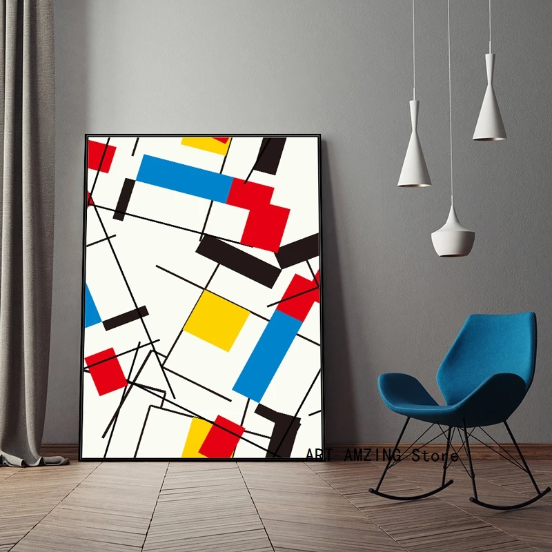 Абстрактная живопись изображение в клетку от Piet Cornelies Mondrian Современная Картина