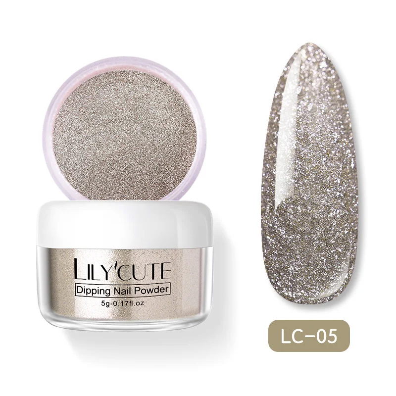 Glitter LC-05 LILYCUTE голографическое погружение ногтей Блеск порошок наборы градиентный французский порошок для ногтей цветной натуральный сухой пигмент для ногтей - Цвет: Glitter LC-05
