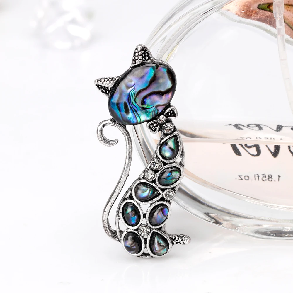 Милая брошь в виде кота модная Натуральная ракушка корсаж для женщин броши