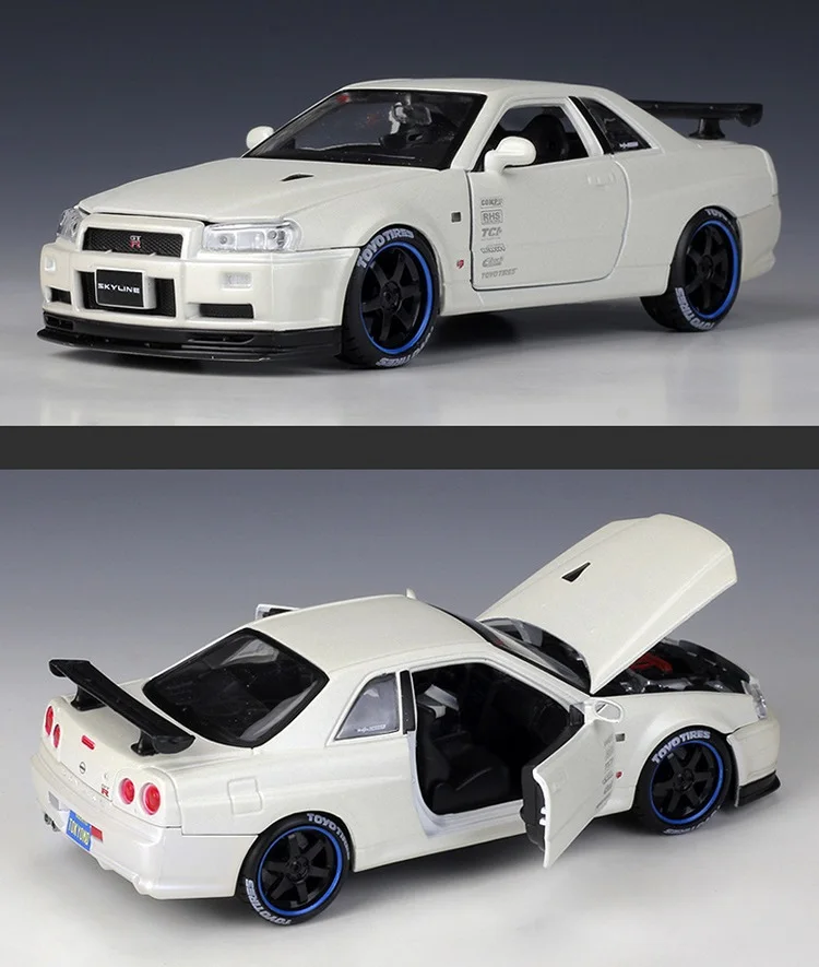 

Maisto 1:24 Nissan Skyline R34 GT-R white Tokyomo Diecast Model Car