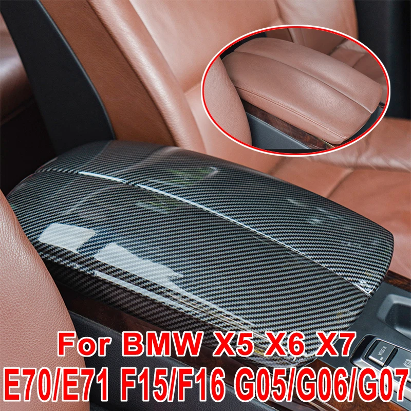

Car Armrest Storage Box Cover For BMW X5 E70 F15 G05 X6 E71 F16 G06 X7 G07 Center Console Panel Trim Interior Auto Seat Arm Rest