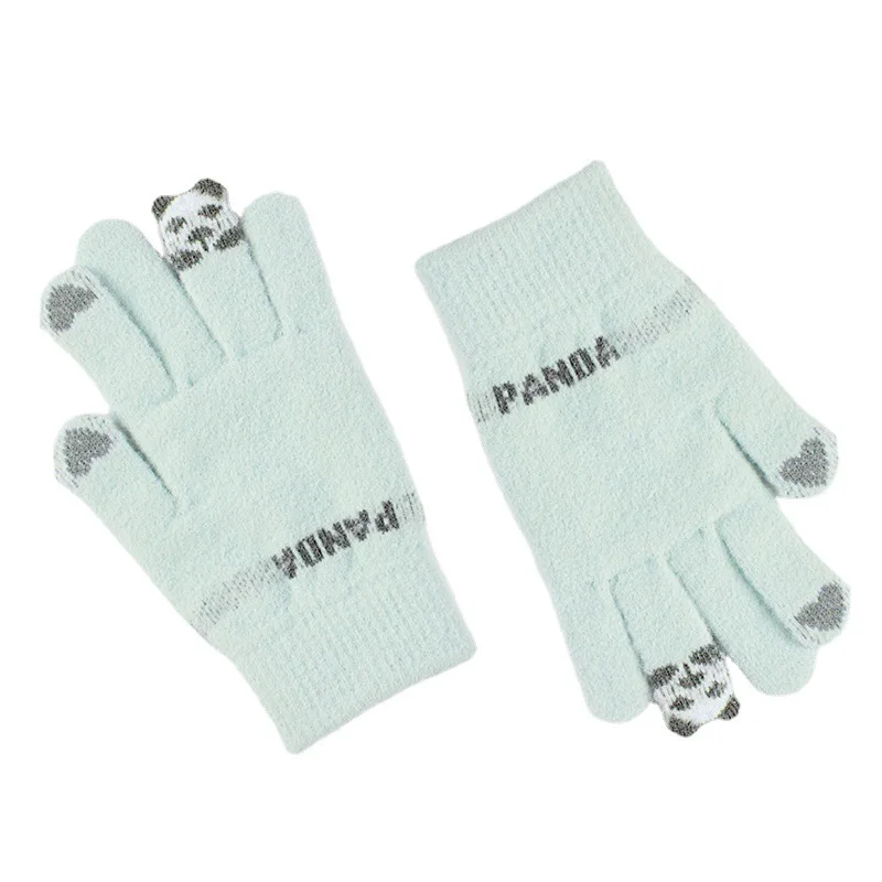 

Winter Children's Cute Panda Touch Screen Gloves Parent-Child Outdoor Sports Padded Warm Cartoon Cashmere Full Finger Gloves