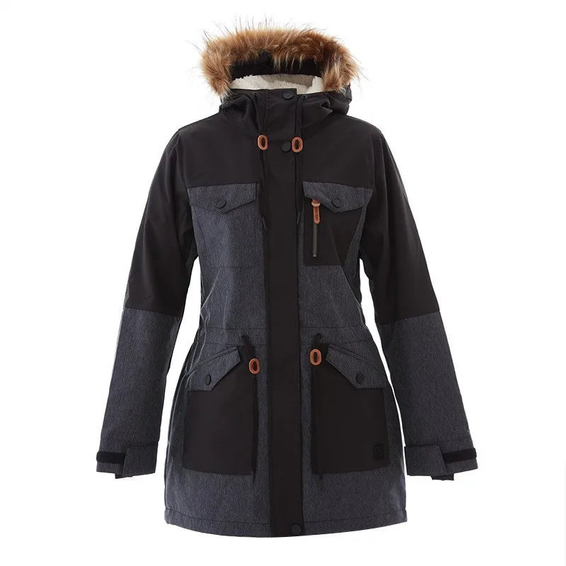 Зимняя женская брендовая высокое качество Лыжная куртка с капюшоном класса люкс