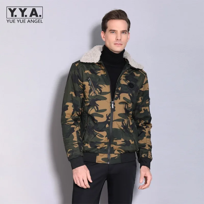 

2022 Winter Camouflage Cargo Coat Men Long Sleeve Turn-Down Collar Pilot Jacket Zipper Fashion Casual Outerwear Male Size L-4XL