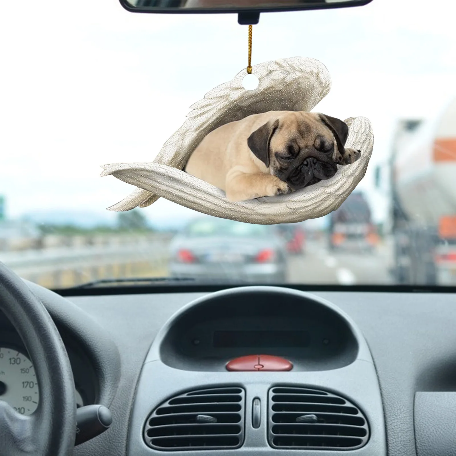 

Creative Lazy Sleeping Dog Angel Pendant Backpack Hanging Decoration Ornaments Keychain Car Interior Crafts Hanging For Doors