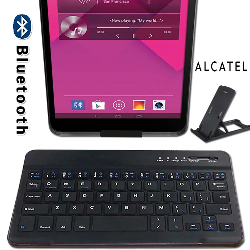 Тонкая портативная беспроводная bluetooth клавиатура для Alcatel 1T 7/3T 8/A30/OneTouch POP 7 7S/PIXI