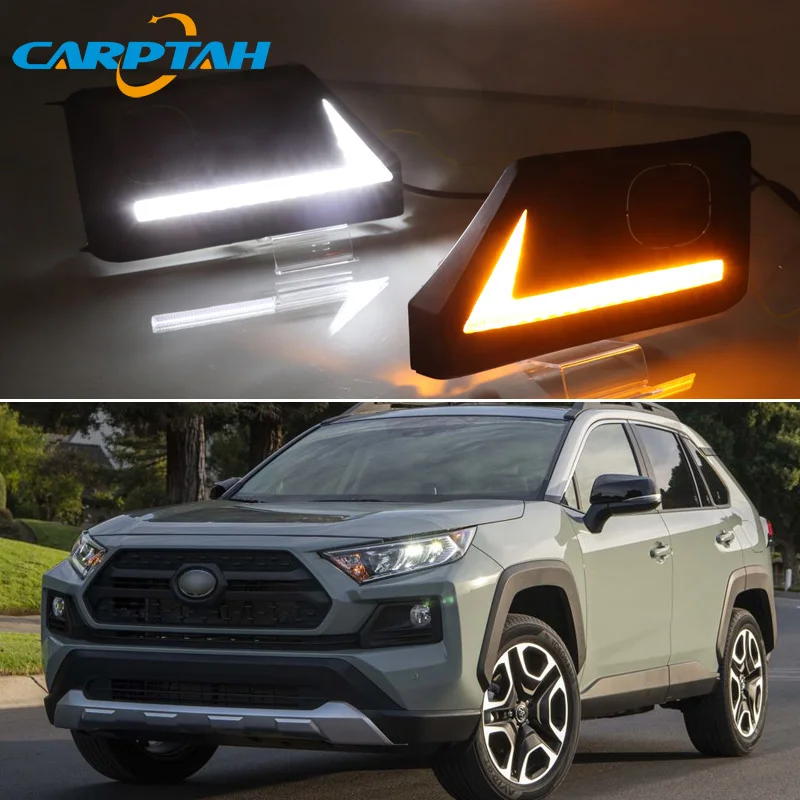 

For Toyota RAV4 Adventur Trail Sport 2019 2020 Daytime Running Light with Turn Signal Indicator Light Bumper Lamp LED DRL