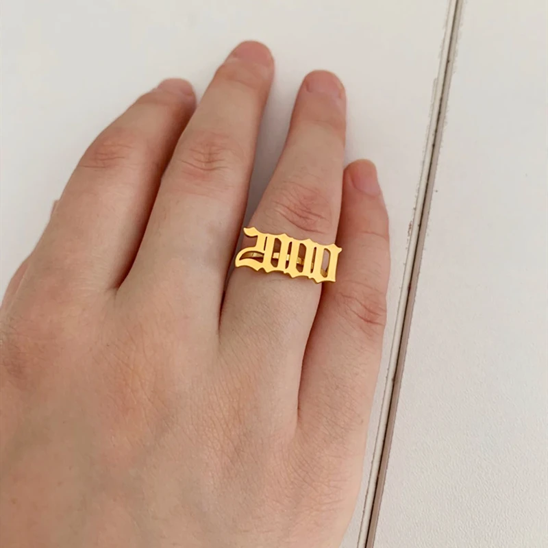 

Wholesale 20 pieces Old English Optional 1985-2019 Rings For Women Birth Year Adjustable Rings Gothic Jewelry Anniversary Gifts