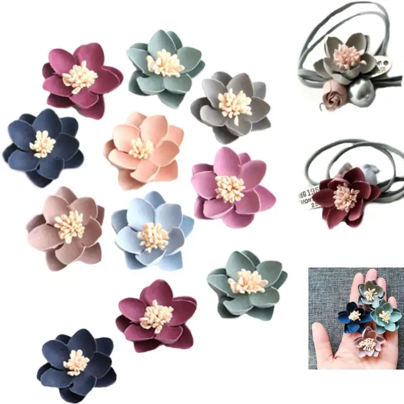 20 шт. цветы сделай сам Румяна розовая Синяя лилия ткань цветок ручной работы