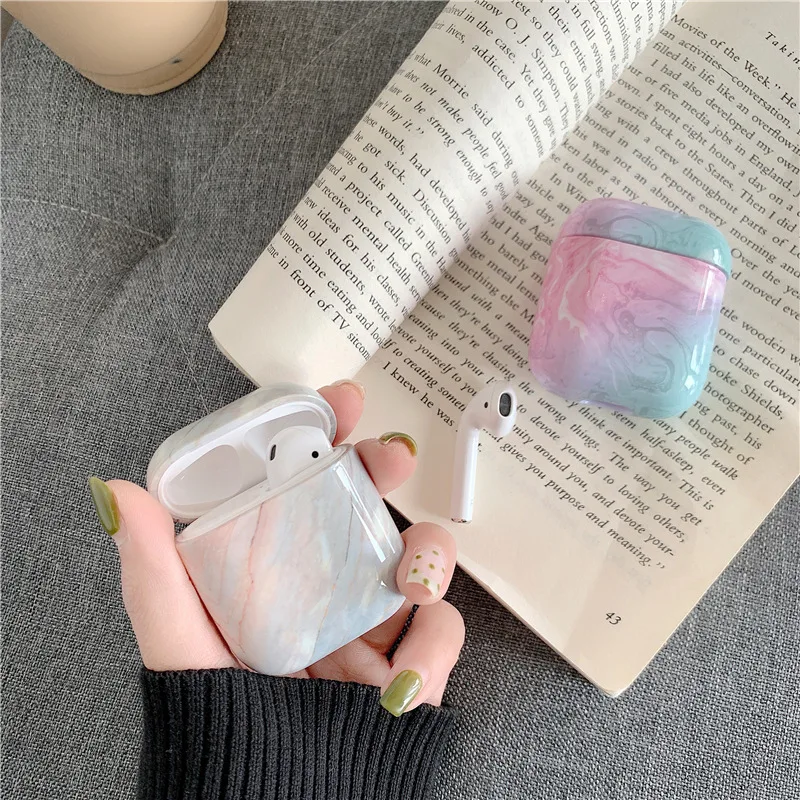 Чехол для наушников с 3D мраморным узором Airpods 2 1 Pro чехол ПК беспроводная Bluetooth