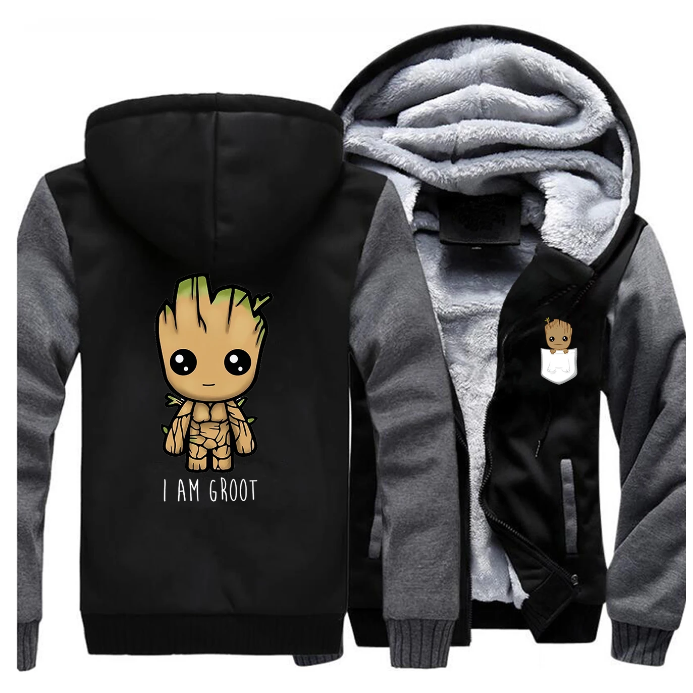Новинка I Am Groot Верхняя одежда Мужская Повседневная модная флисовая спортивная одежда Marvel Groot Осенняя мужская уличная одежда размера плюс в стиле хип-хоп Харадзюку