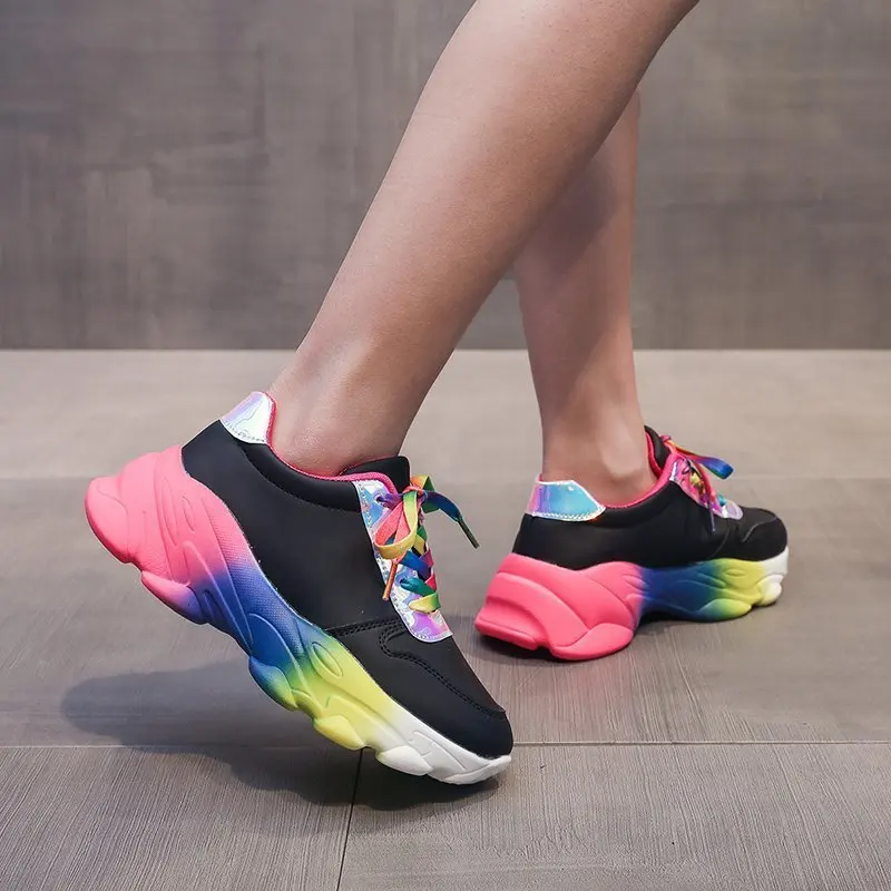 

2021 spring new plus size women's shoes increased sports shoes platform shoes