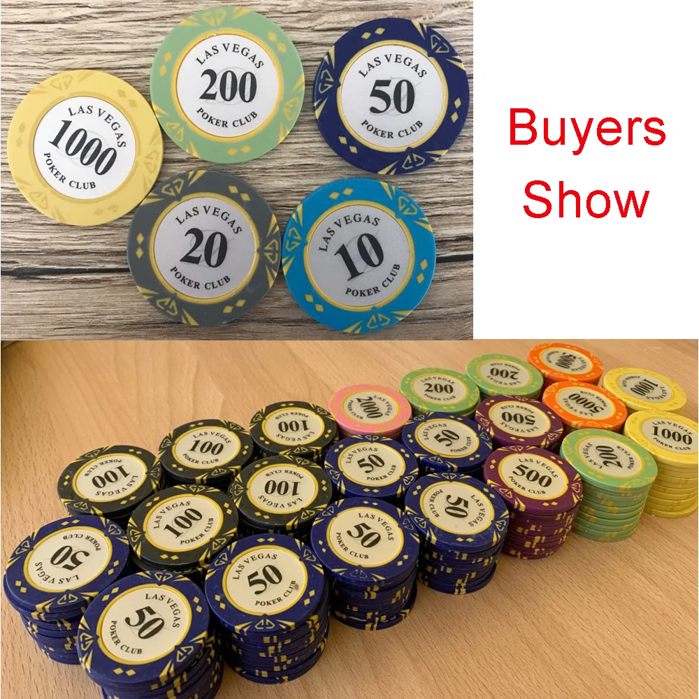 5 шт./лот глина Лас Вегас покерные чипы 14 г Набор монет для казино 40 мм Монеты
