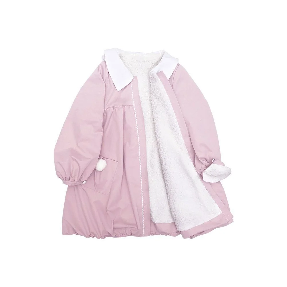 

Autumn/winter Japanese Sweet Girl Kawai Lolita Coat Sailor Collar Gentle Girl Soft Sister Cute Puff Sleeve Preppy Women Jacket