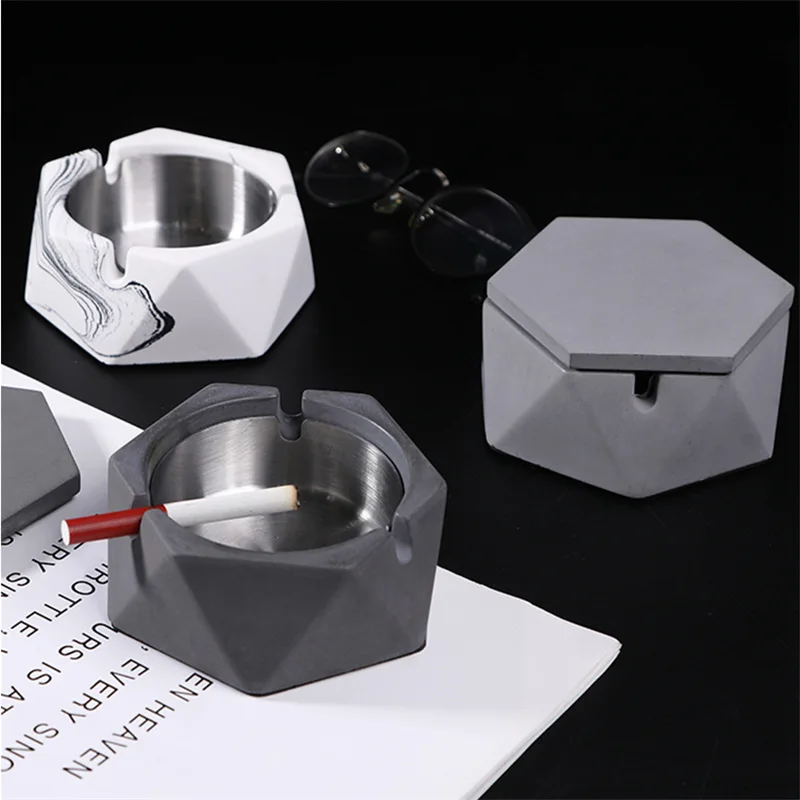 

Luxury Ashtray Portable Cement Fashion Outdoor Ashtray Portable Smoking Accessories Steel Nordic Cendriers Ashtrays BG50AS