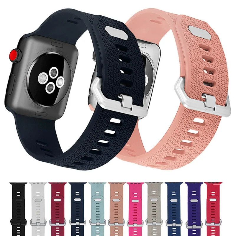 

Ремешок силиконовый для Apple Iwatch 5 Band 42 38 мм, спортивный сменный Воздухопроницаемый браслет для Iwatch Series 5/4/3 44 40 мм