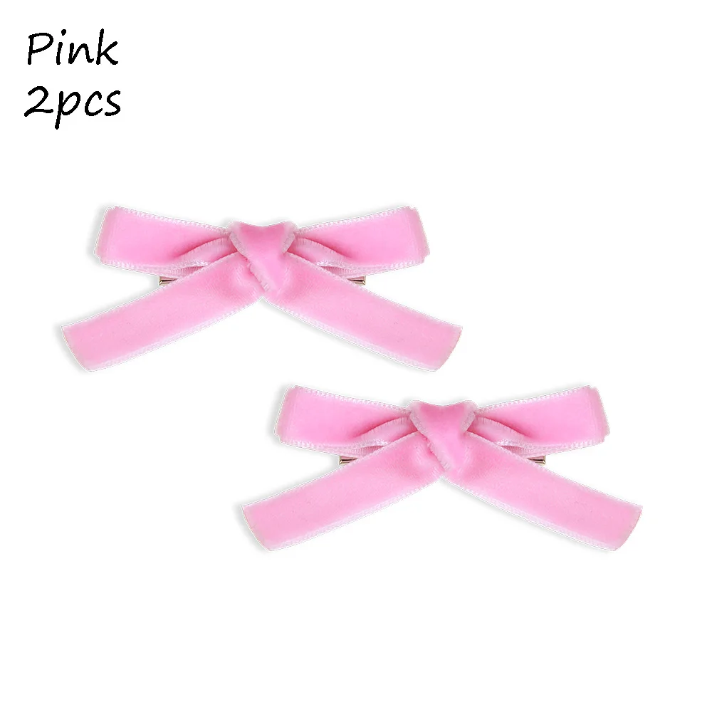 Pink 2 шт. заколки для волос с бантом модные бархатные заколки для волос милые вечерние украшения аксессуары для укладки инструменты для женщин девочек - Цвет: Pink